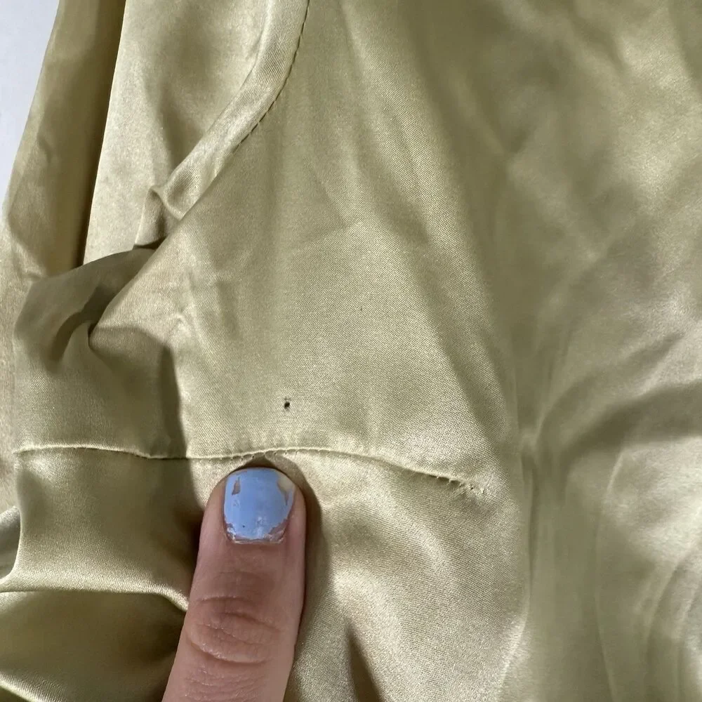 Casual Corner Stretch Silk Blend Blouse Women's 6 Green Button Up Long Sleeve